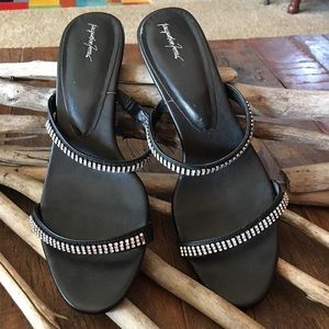 Rhinestone strap kitten heels size 9